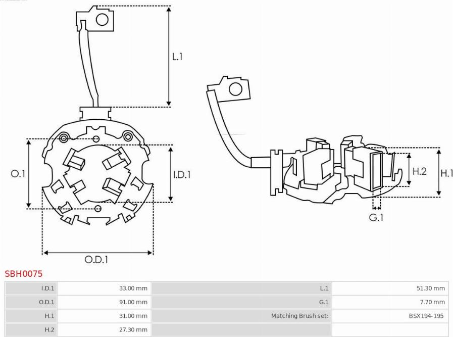 AS-PL SBH0075 - Кронштейн, вугільна щітка autozip.com.ua