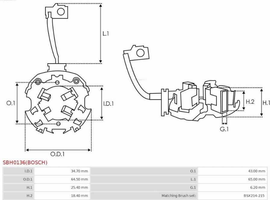 AS-PL SBH0136(BOSCH) - Кронштейн, вугільна щітка autozip.com.ua