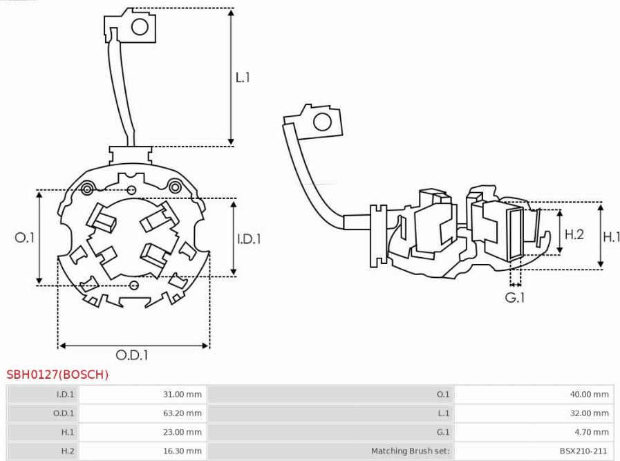 AS-PL SBH0127(BOSCH) - Кронштейн, вугільна щітка autozip.com.ua