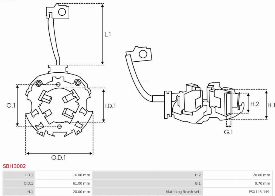 AS-PL SBH3002 - Кронштейн, вугільна щітка autozip.com.ua