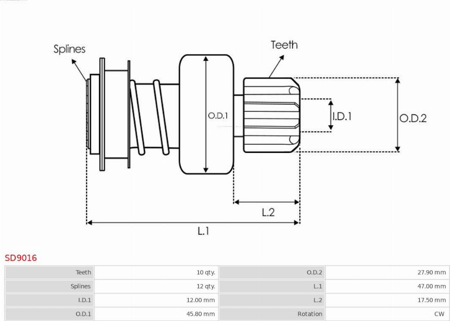 AS-PL SD9016 - Провідна шестерня, стартер autozip.com.ua