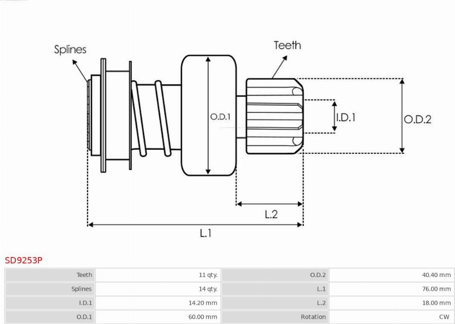 AS-PL SD9253P - Провідна шестерня, стартер autozip.com.ua