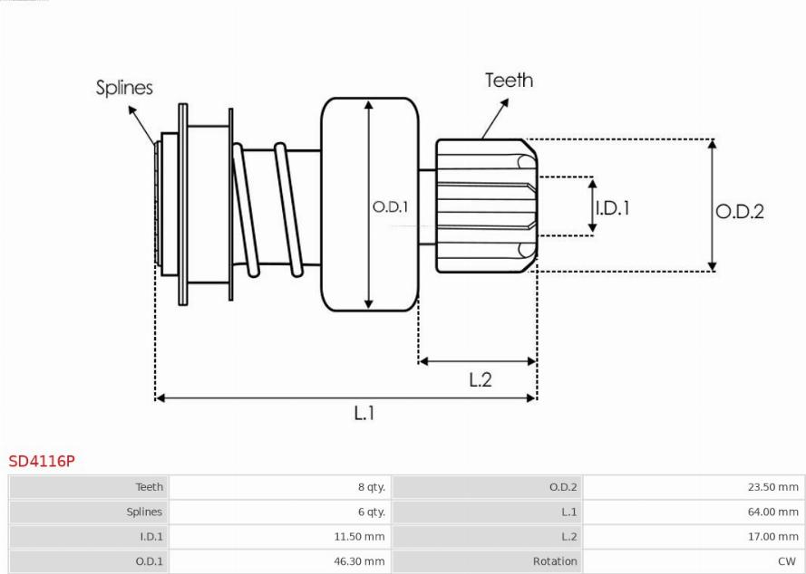 AS-PL SD4116P - Провідна шестерня, стартер autozip.com.ua