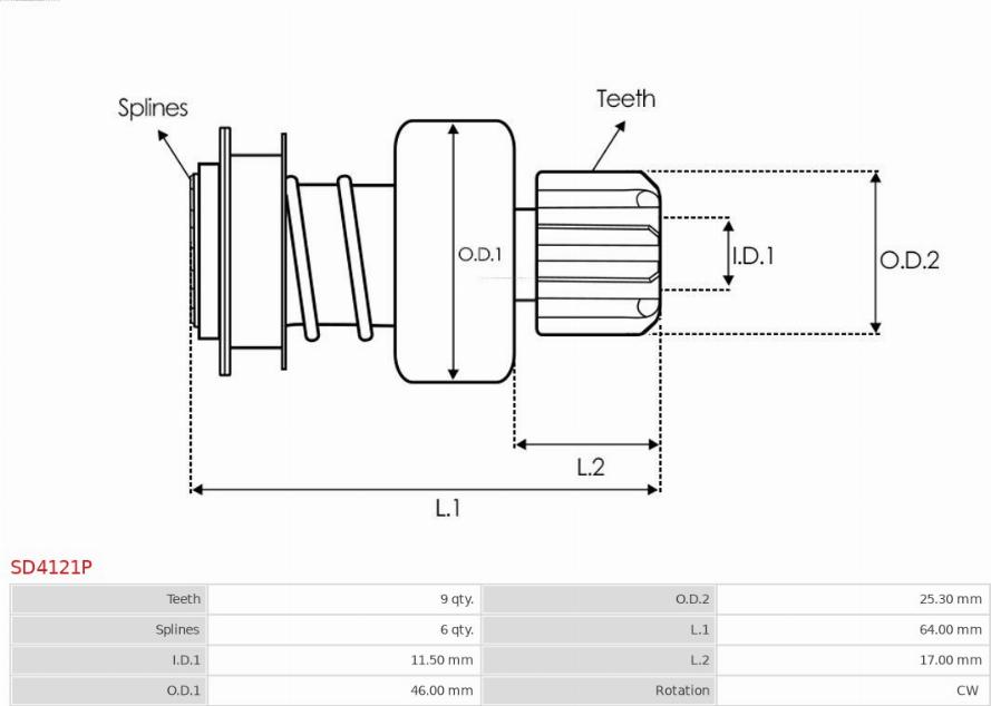 AS-PL SD4121P - Провідна шестерня, стартер autozip.com.ua