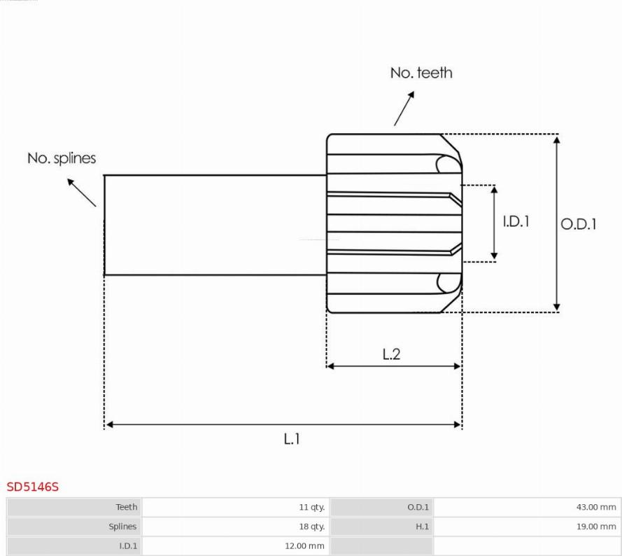 AS-PL SD5146S - Провідна шестерня, стартер autozip.com.ua