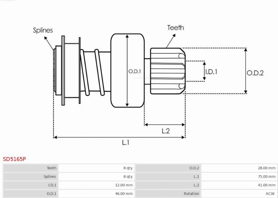 AS-PL SD5165P - Провідна шестерня, стартер autozip.com.ua