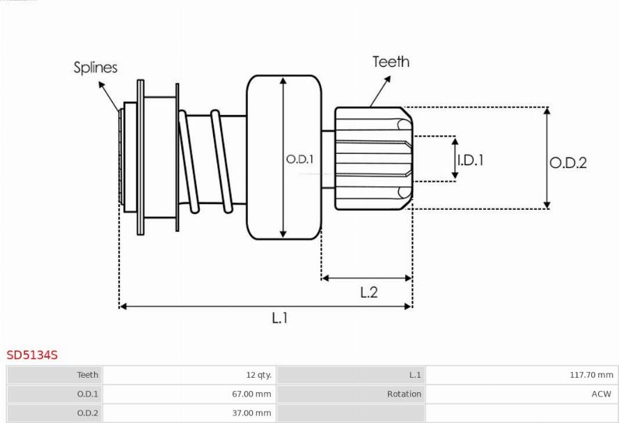 AS-PL SD5134S - Провідна шестерня, стартер autozip.com.ua