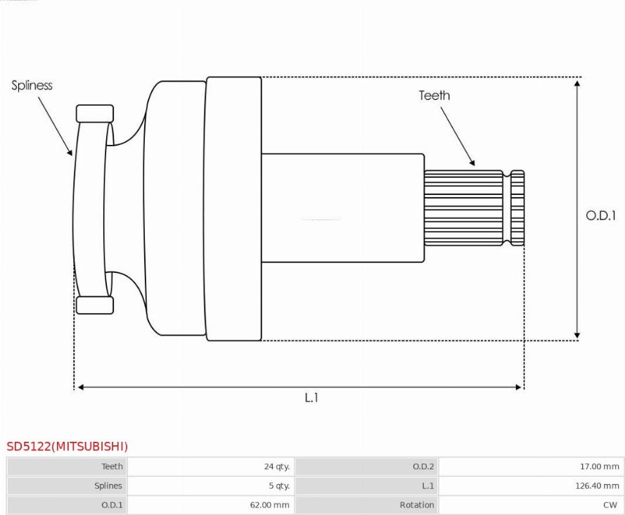 AS-PL SD5122(MITSUBISHI) - Провідна шестерня, стартер autozip.com.ua