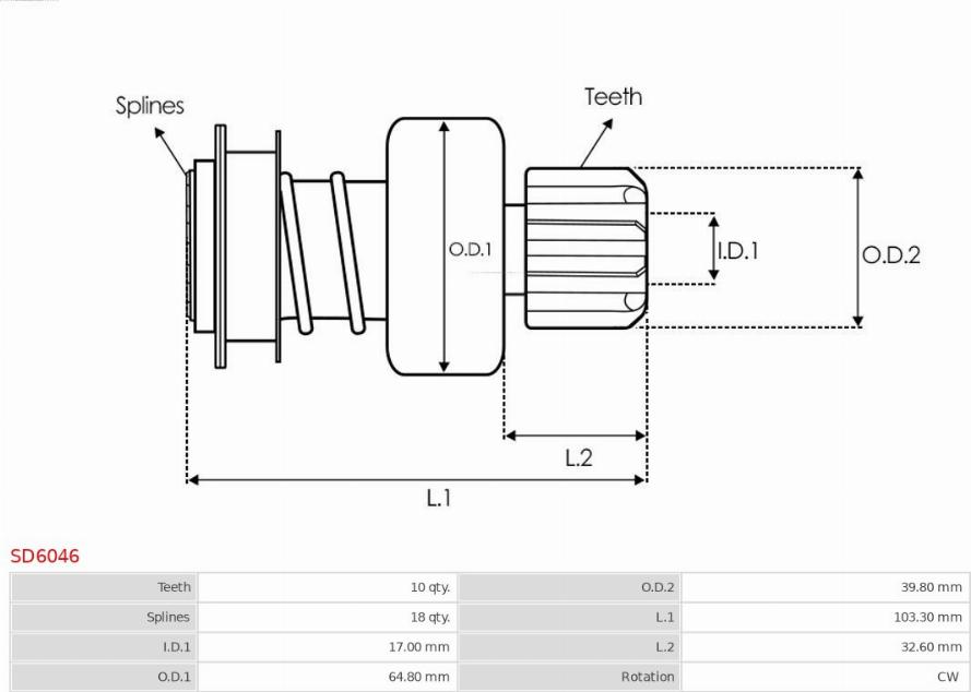 AS-PL SD6046 - Провідна шестерня, стартер autozip.com.ua