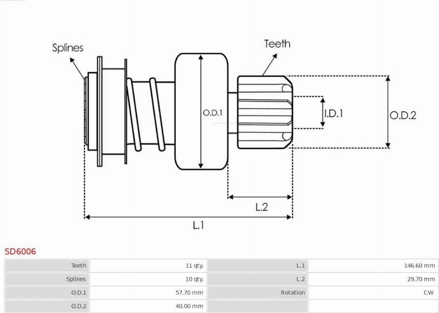 AS-PL SD6006 - Провідна шестерня, стартер autozip.com.ua