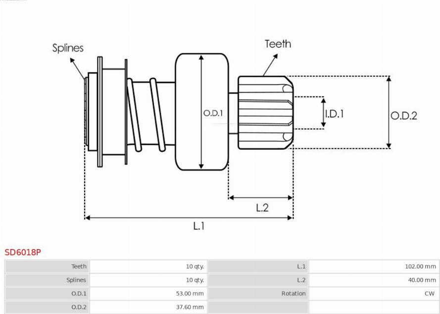 AS-PL SD6018P - Провідна шестерня, стартер autozip.com.ua