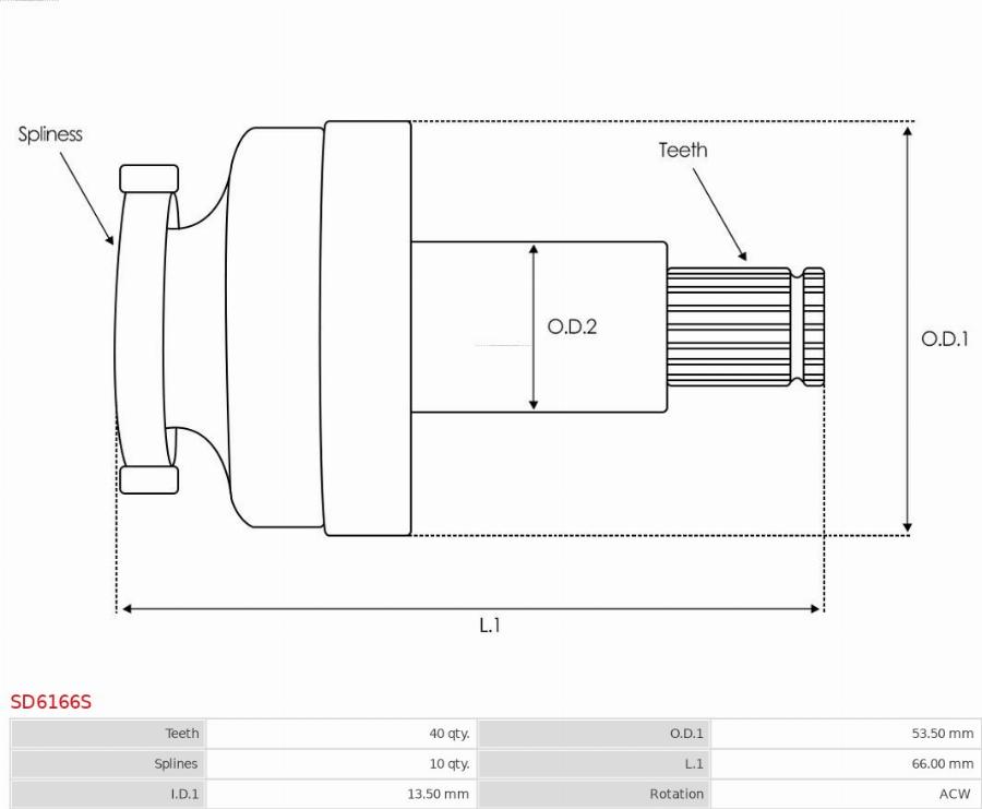 AS-PL SD6166S - Провідна шестерня, стартер autozip.com.ua