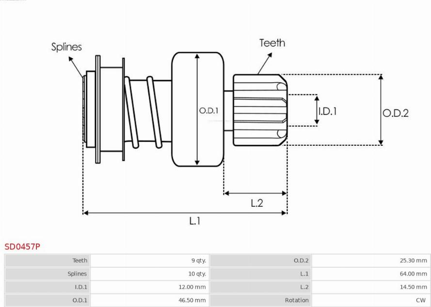 AS-PL SD0457P - Провідна шестерня, стартер autozip.com.ua