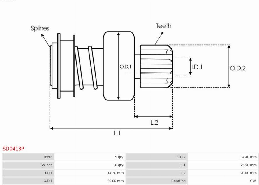 AS-PL SD0413P - Провідна шестерня, стартер autozip.com.ua