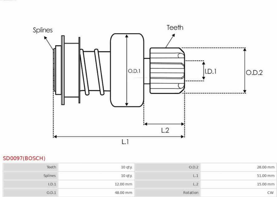 AS-PL SD0097(BOSCH) - Провідна шестерня, стартер autozip.com.ua