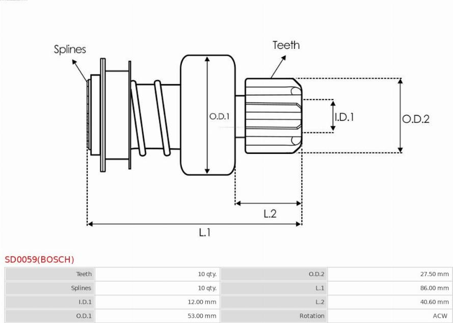 AS-PL SD0059(BOSCH) - Провідна шестерня, стартер autozip.com.ua