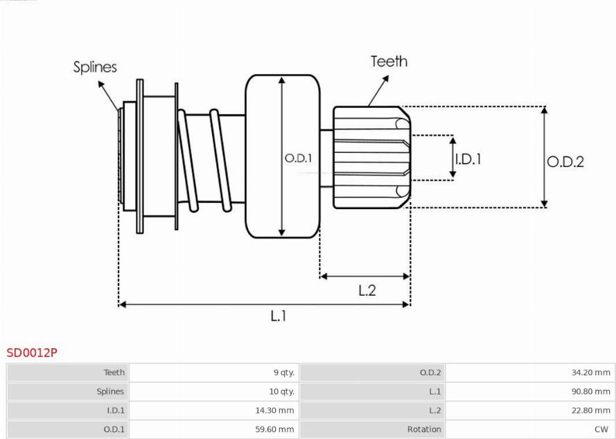 AS-PL SD0012P - Провідна шестерня, стартер autozip.com.ua