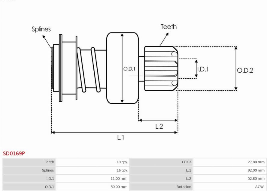 AS-PL SD0169P - Провідна шестерня, стартер autozip.com.ua