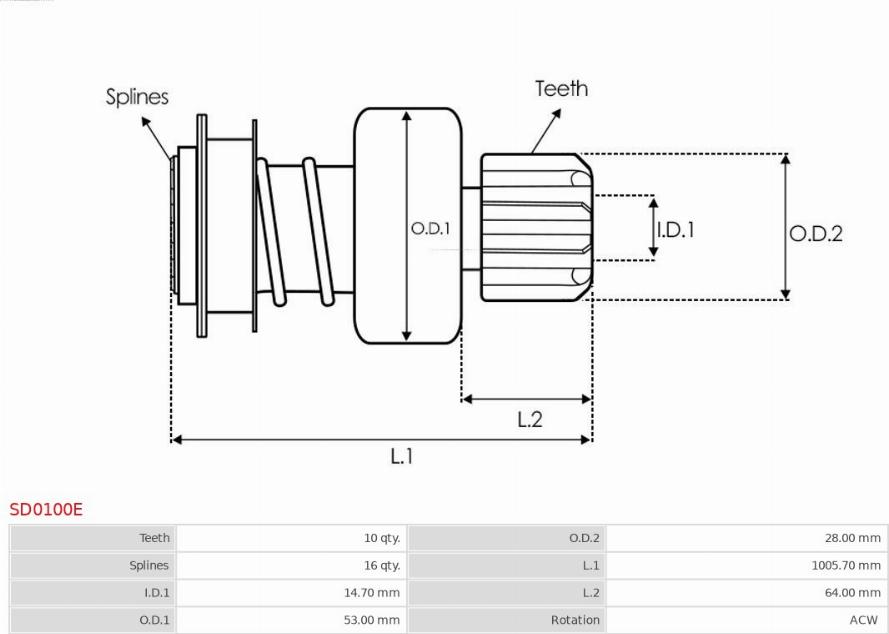 AS-PL SD0100E - Провідна шестерня, стартер autozip.com.ua