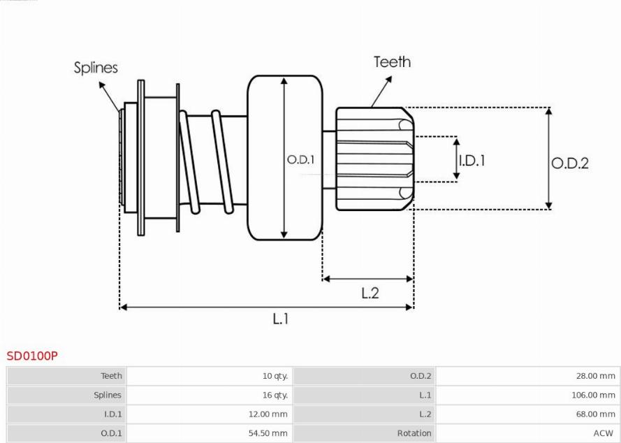 AS-PL SD0100P - Провідна шестерня, стартер autozip.com.ua