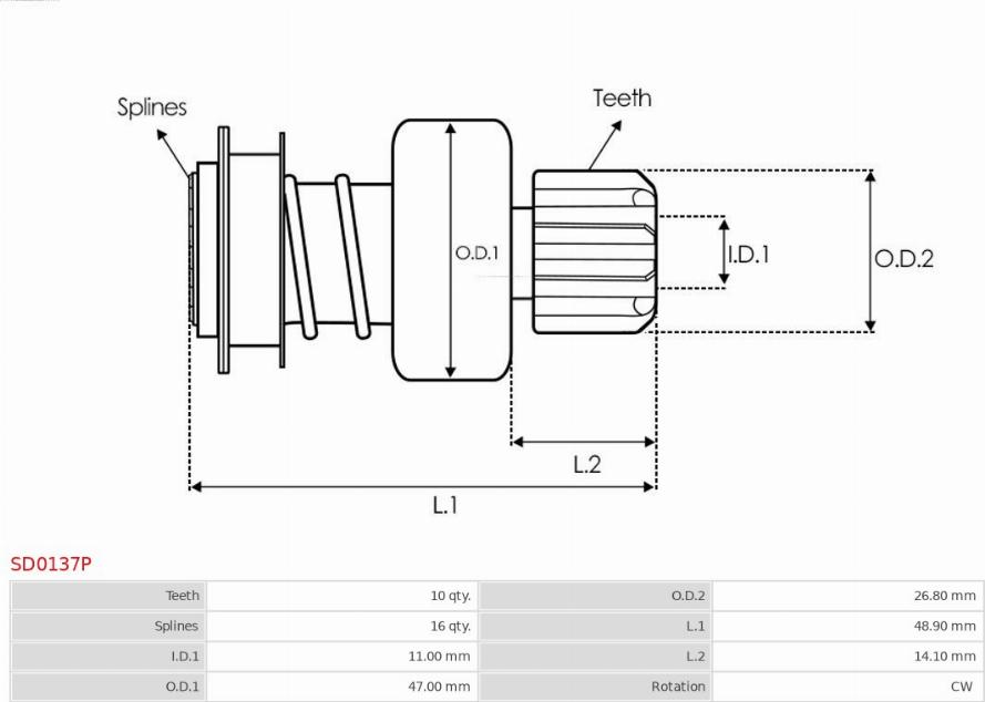 AS-PL SD0137P - Провідна шестерня, стартер autozip.com.ua