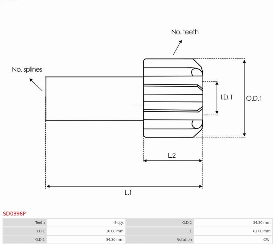 AS-PL SD0396P - Провідна шестерня, стартер autozip.com.ua