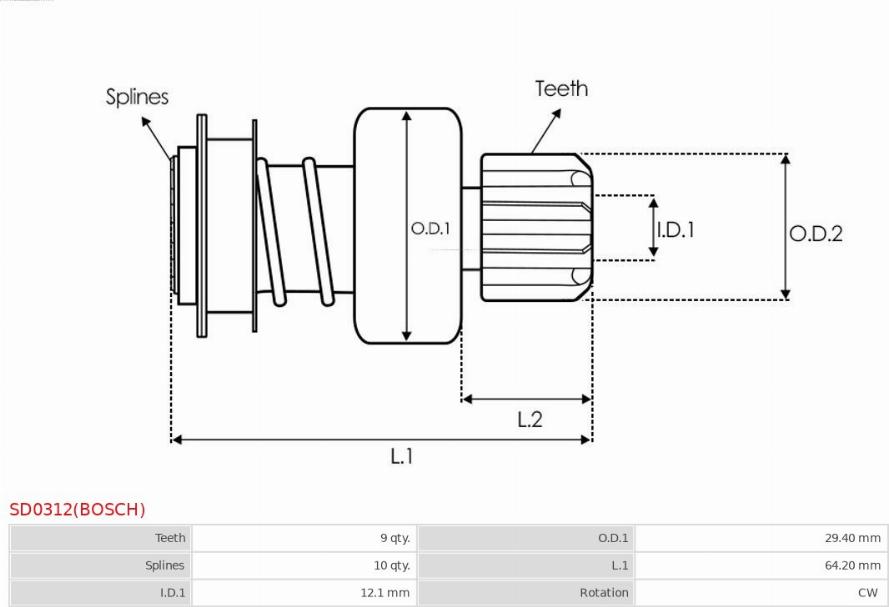 AS-PL SD0312(BOSCH) - Провідна шестерня, стартер autozip.com.ua