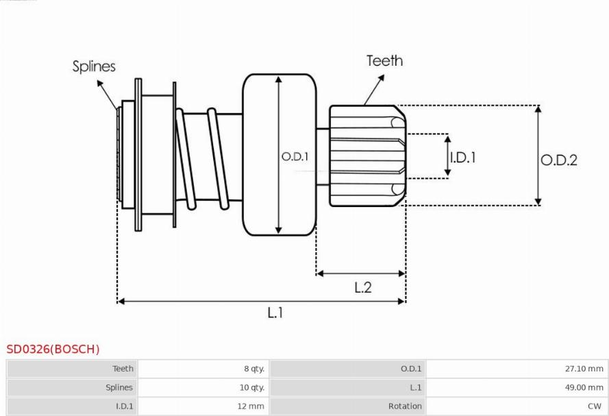 AS-PL SD0326(BOSCH) - Провідна шестерня, стартер autozip.com.ua
