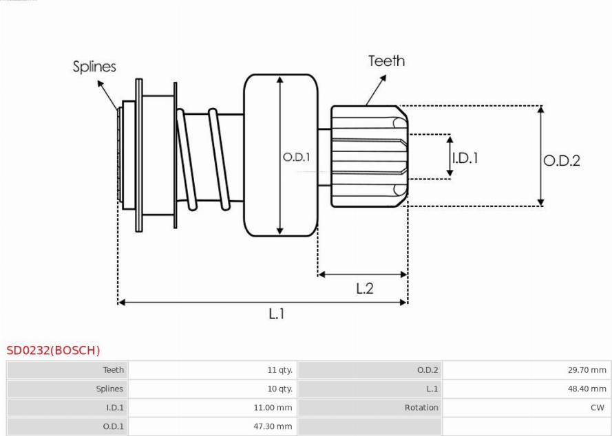 AS-PL SD0232(BOSCH) - Провідна шестерня, стартер autozip.com.ua