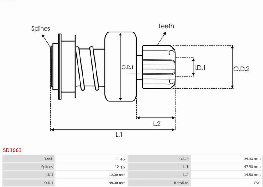 AS-PL SD1063 - Провідна шестерня, стартер autozip.com.ua