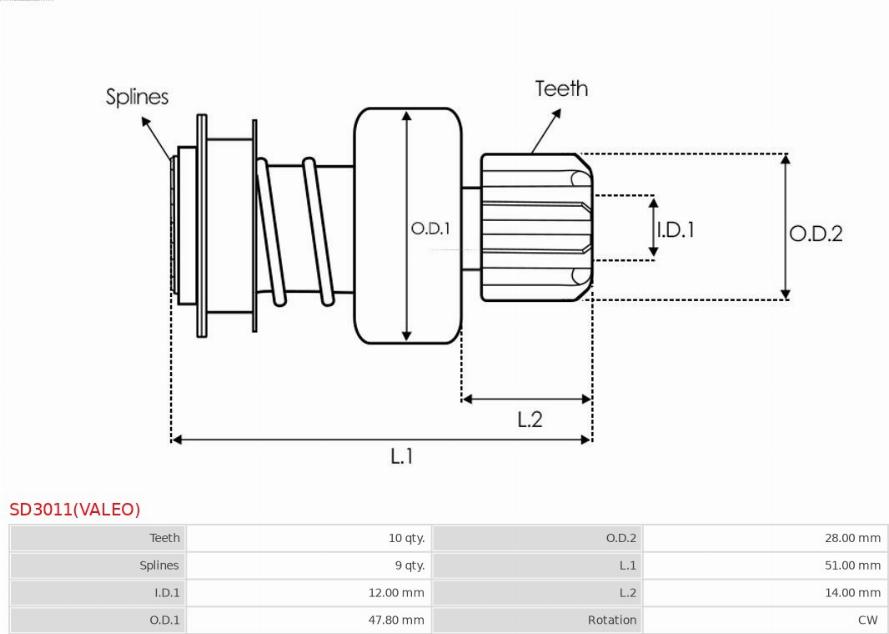 AS-PL SD3011(VALEO) - Провідна шестерня, стартер autozip.com.ua