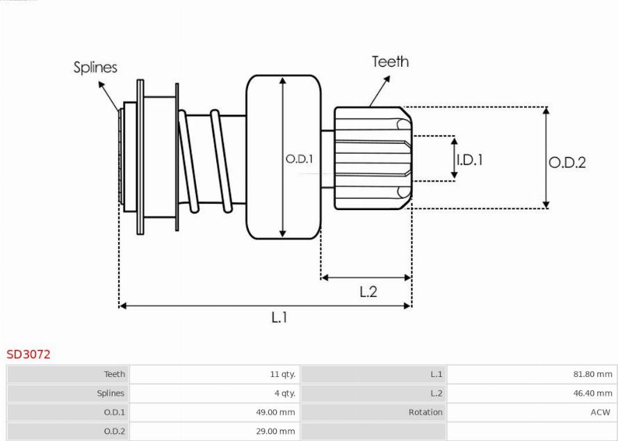 AS-PL SD3072 - Провідна шестерня, стартер autozip.com.ua