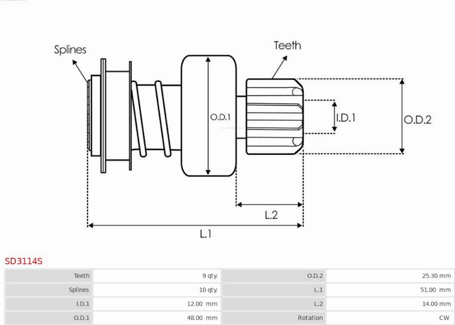 AS-PL SD3114S - Провідна шестерня, стартер autozip.com.ua
