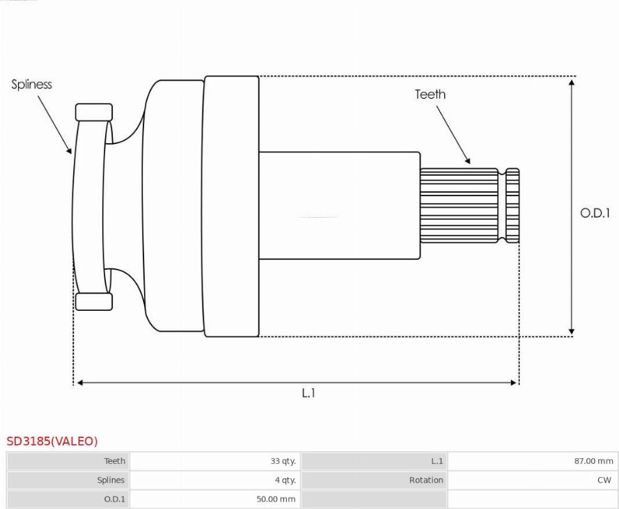 AS-PL SD3185(VALEO) - Провідна шестерня, стартер autozip.com.ua