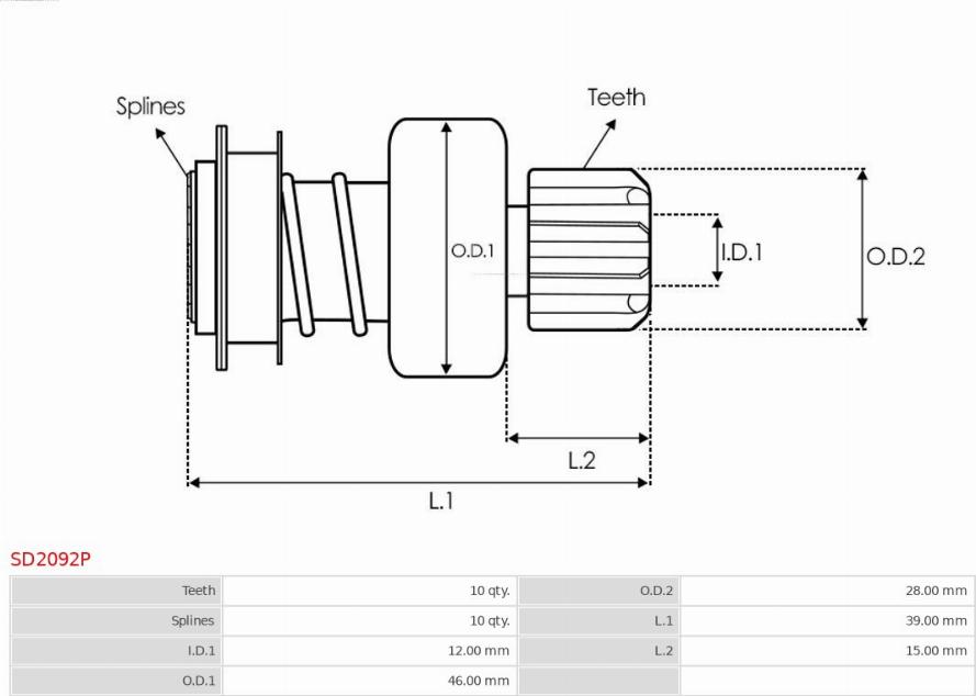 AS-PL SD2092P - Провідна шестерня, стартер autozip.com.ua