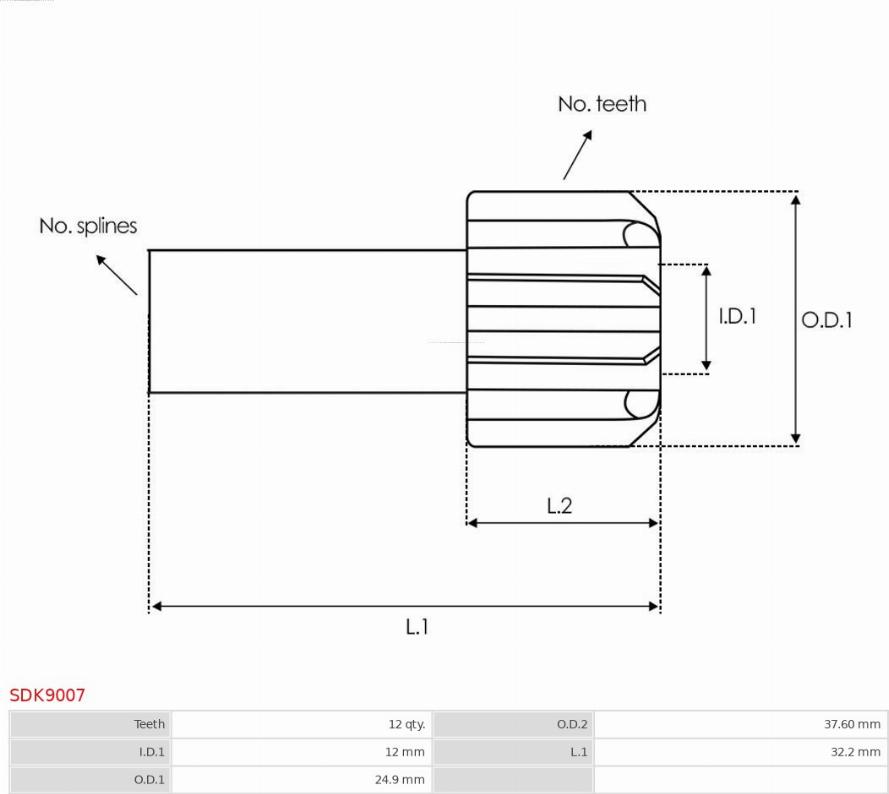 AS-PL SDK9007 - Провідна шестерня, стартер autozip.com.ua