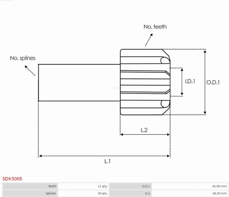 AS-PL SDK5005 - Провідна шестерня, стартер autozip.com.ua