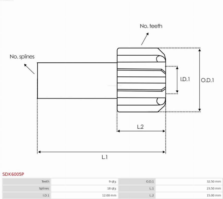 AS-PL SDK6005P - Провідна шестерня, стартер autozip.com.ua