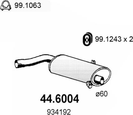 ASSO 44.6004 - Середній глушник вихлопних газів autozip.com.ua
