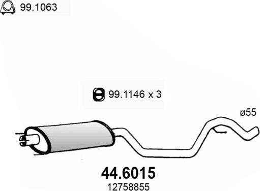 ASSO 44.6015 - Середній глушник вихлопних газів autozip.com.ua