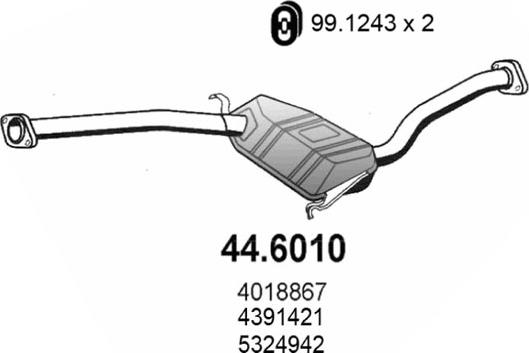 ASSO 44.6010 - Середній глушник вихлопних газів autozip.com.ua