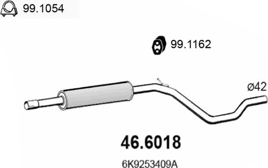ASSO 46.6018 - Середній глушник вихлопних газів autozip.com.ua