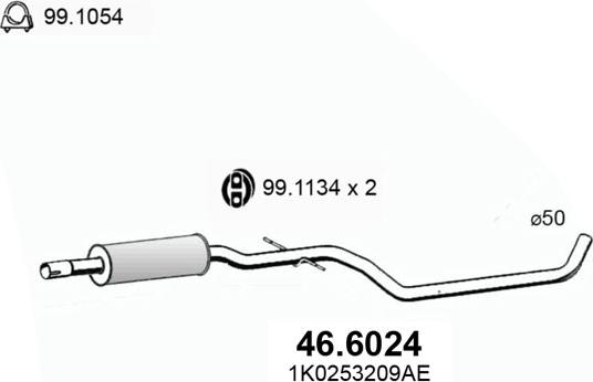 ASSO 46.6024 - Середній глушник вихлопних газів autozip.com.ua