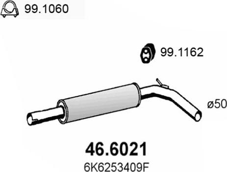 ASSO 46.6021 - Середній глушник вихлопних газів autozip.com.ua
