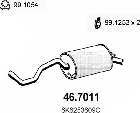 ASSO 46.7011 - Глушник вихлопних газів кінцевий autozip.com.ua