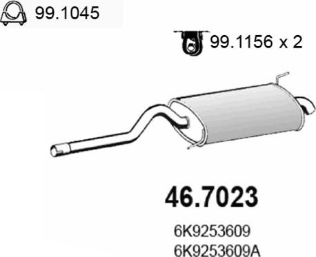 ASSO 46.7023 - Глушник вихлопних газів кінцевий autozip.com.ua