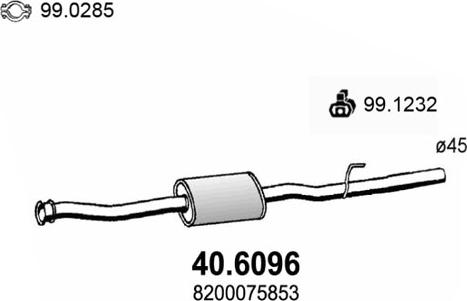 ASSO 40.6096 - Середній глушник вихлопних газів autozip.com.ua