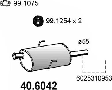 ASSO 40.6042 - Середній глушник вихлопних газів autozip.com.ua