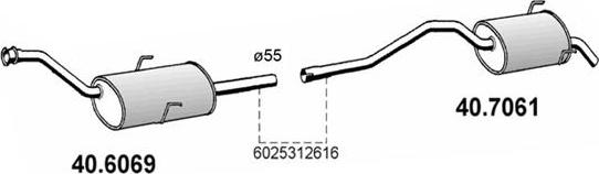 ASSO 40.6069 - Середній глушник вихлопних газів autozip.com.ua