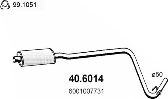 ASSO 40.6014 - Середній глушник вихлопних газів autozip.com.ua